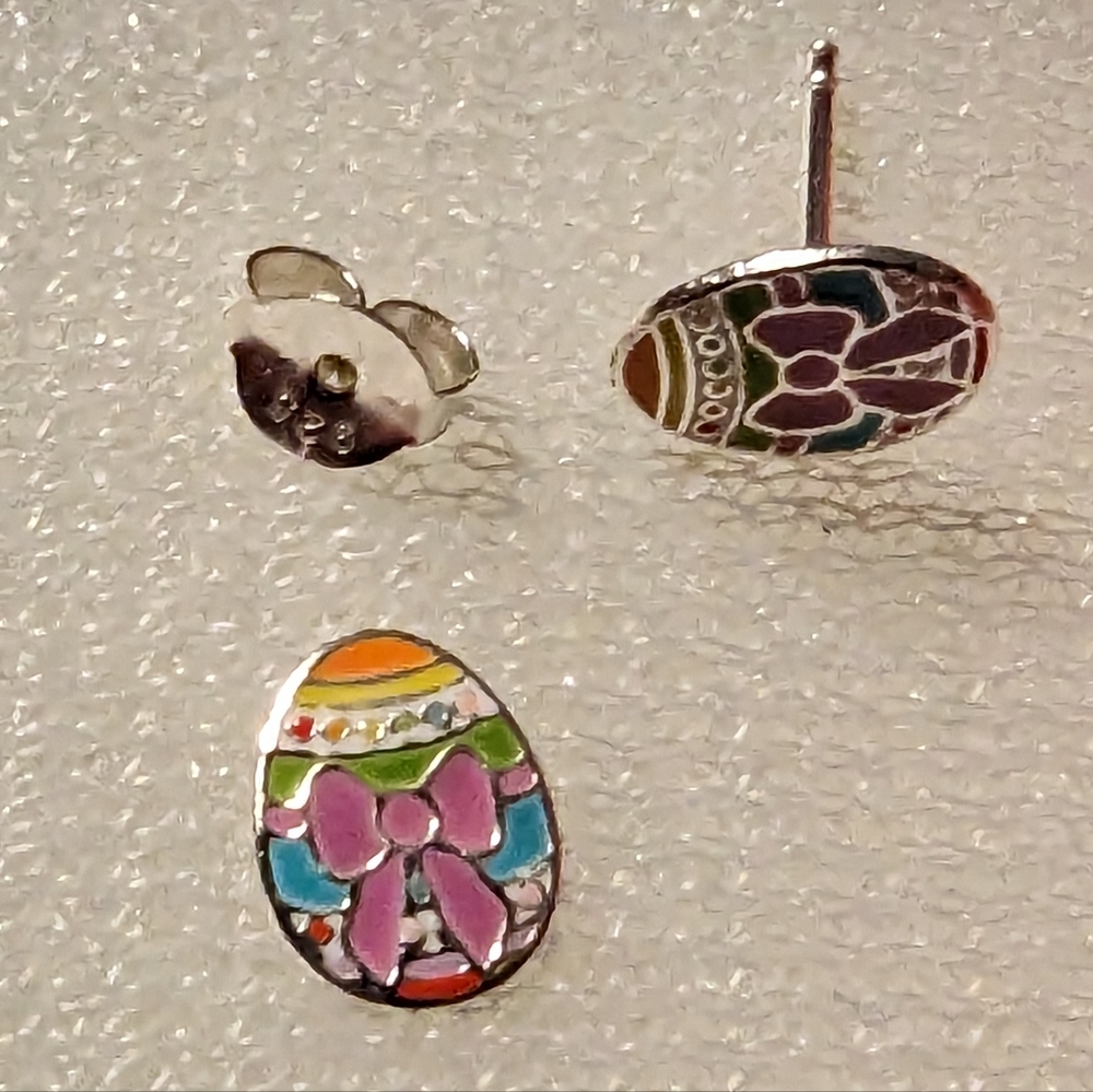 Sterling silver Easter egg earrings